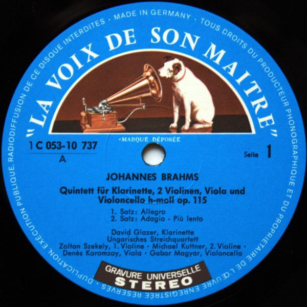 His Master's Voice 1 C 053-10 737 - Johannes Brahms, David Glaze - Image 3