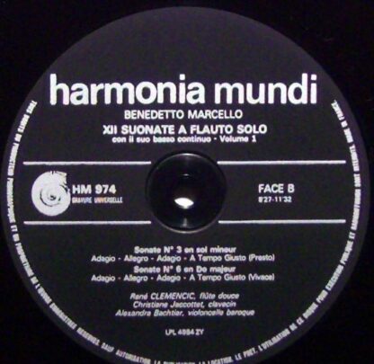 Harmonia Mundi B974 - Benedetto Marcello, René Clemencic - Suona - Image 3