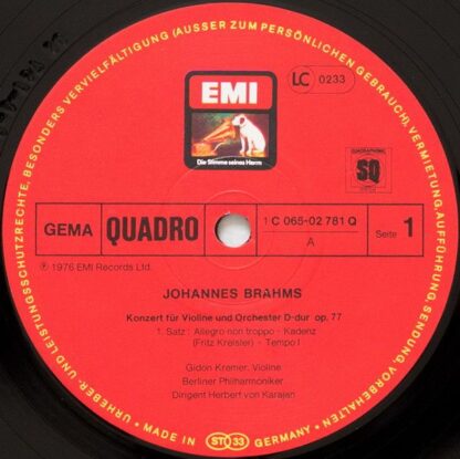 His Master's Voice 1C 065-02 781 Q - Johannes Brahms, Gidon Krem - Image 3