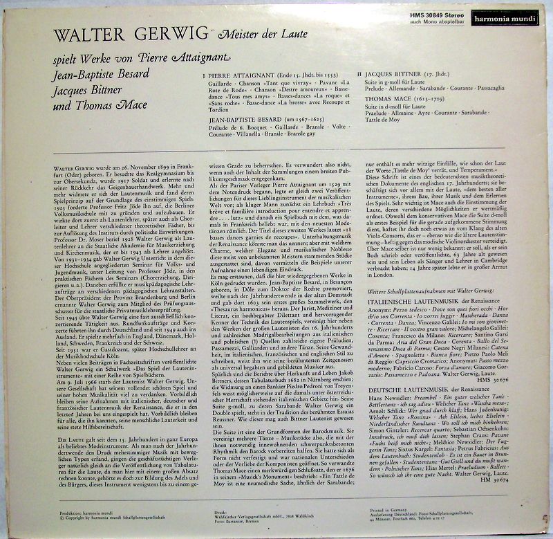 Harmonia Mundi Schallplattengesellschaft HMS 30 849 - Walter Ger - Image 2