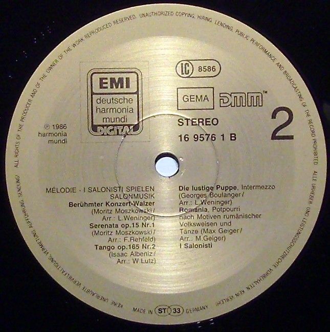 EMI 16 9576 1 - I Salonisti - Melodie - I Salonisti Spielen Salo - Image 4