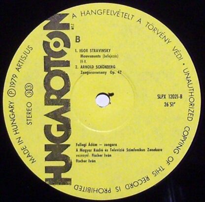 Hungaroton SLPX 12021 - Igor Stravinsky, Arnold Schoenberg, Ádám - Image 3