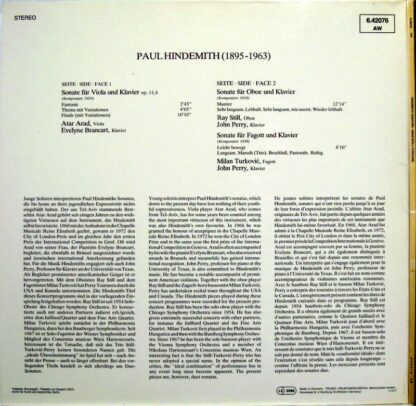 Telefunken 6.42076 AW - Paul Hindemith, Atar Arad, Ray Still, Mi - Image 2