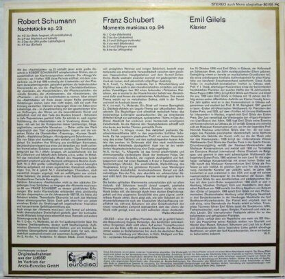 Eurodisc 80 155 PK - Robert Schumann,Franz Schubert,Emil Gilels - Image 3