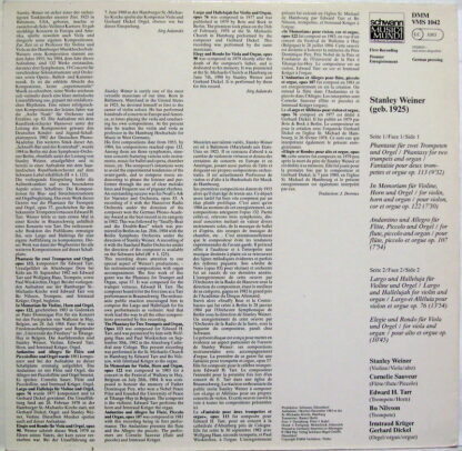Schwann Musica Mundi DMM VMS 1042 - Stanley Weiner - Stanley Wei - Image 2