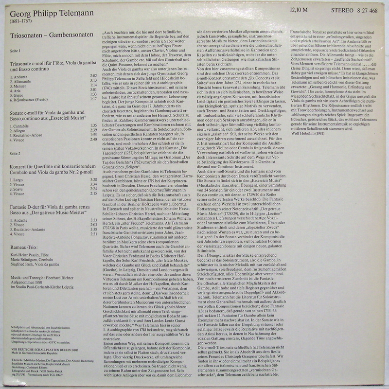 Eterna 8 27 468 - Georg Philipp Telemann, Rameau-Trio - Triosona - Image 2