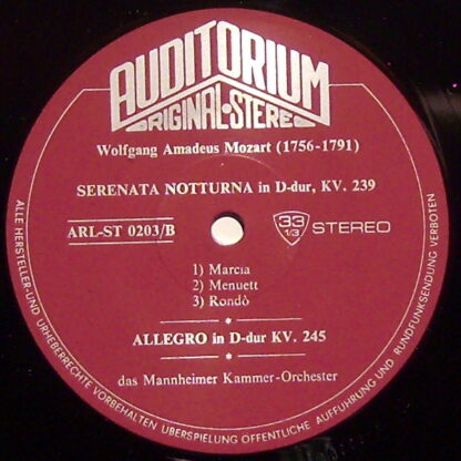 Auditorium (5) ARL-ST 0203 - Luigi Boccherini, Wolfgang Amadeus - Image 2