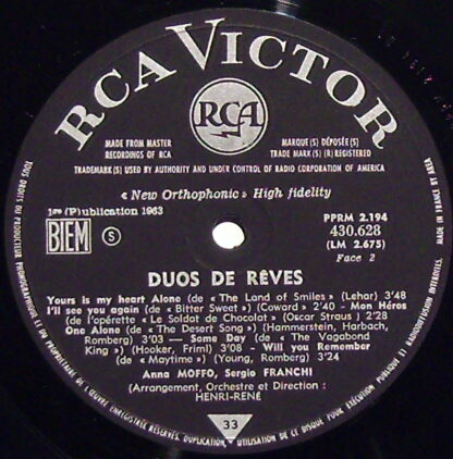RCA Victor 430.628 S - Anna Moffo, Sergio Franchi - Duos De Rêve - Image 4
