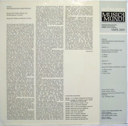 Schwann Musica Mundi VMS 2011 - Felix Mendelssohn-Bartholdy, Fra - Image 2