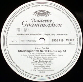 Deutsche Grammophon 2530 719 - Antonín Dvořák, Prague String Qua