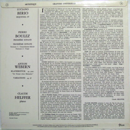 Guilde Internationale Du Disque SMS 2590 - Luciano Berio, Pierre - Image 2