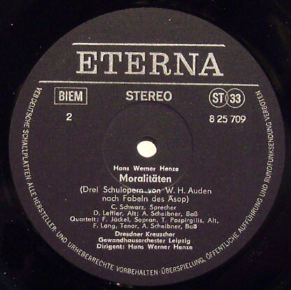 Eterna 8 25 709 - Hans Werner Henze, Dresdner Kreuzchor, Staatsk - Image 3