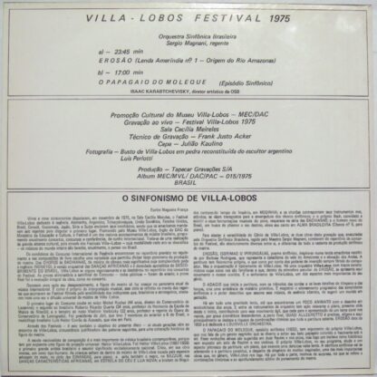 Kuarup Discos KLP-002 - Heitor Villa-Lobos - Os Choros De Câmara - Image 2
