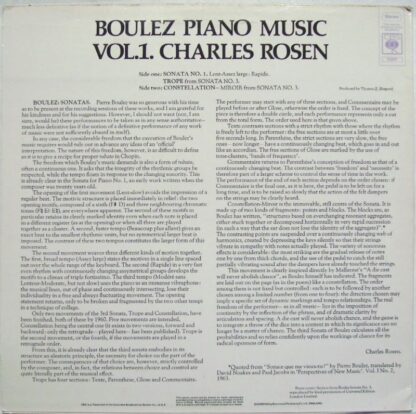 CBS 72871 - Pierre Boulez, Charles Rosen - Piano Music Vol.1. - Image 2
