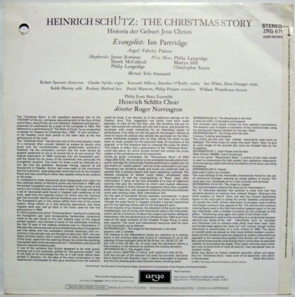 Argo ZRG 671 - Heinrich Schütz, Ian Partridge, The Schütz Choir - Image 2
