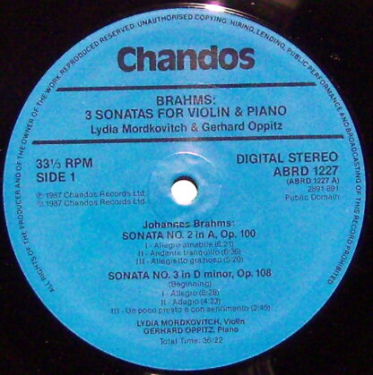 Chandos ABRD 1227 - Johannes Brahms, Lydia Mordkovitch, Gerhard - Image 3