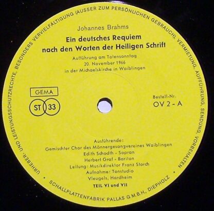 Tonstudio Vleugels OV 1 - A - Johannes Brahms - Ein Deutsches Re - Image 3