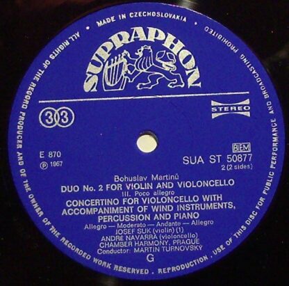 Supraphon SUA ST 50877 - Bohuslav Martinů, Jacques Ibert, André - Image 4
