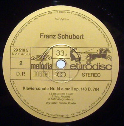 Eurodisc 29 510 5 - Franz Schubert, Sviatoslav Richter - Sonatas - Image 3