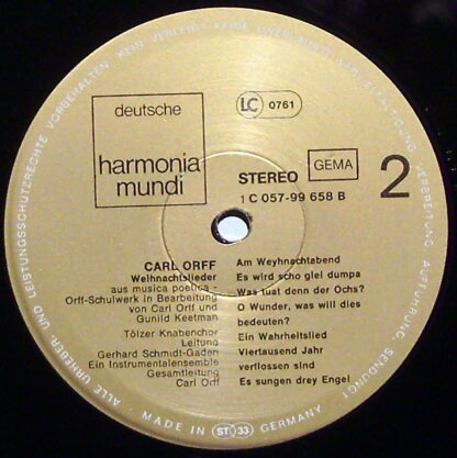 Deutsche Harmonia Mundi 1 C 057-99 658 - Carl Orff, Gunild Keetm - Image 3