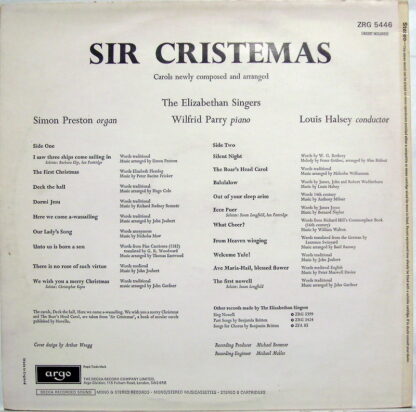Argo ZRG 5446 - The Elizabethan Singers - Sir Cristemas - Image 2