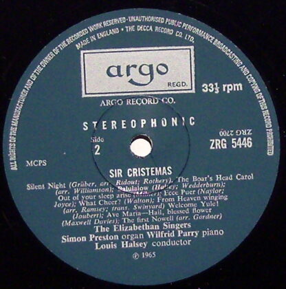 Argo ZRG 5446 - The Elizabethan Singers - Sir Cristemas - Image 3