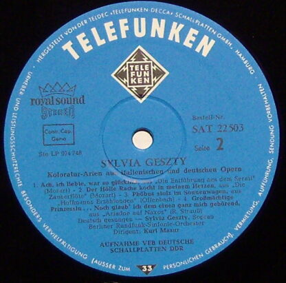 Telefunken SAT 22503 - Sylvia Geszty - Koloratur-Arien Aus Itali - Image 3