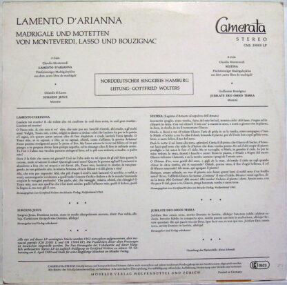 Camerata (2) CMS 30069 LP - Roland de Lassus, Claudio Monteverdi - Image 2