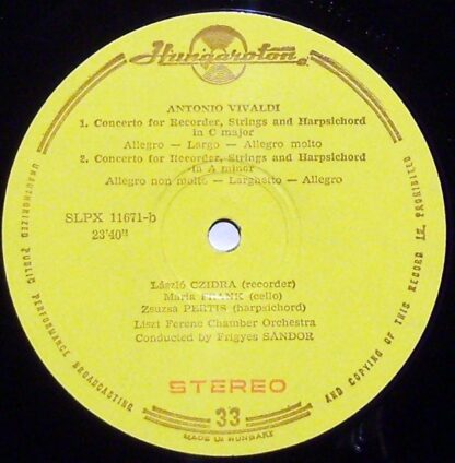 Hungaroton SLPX 11671 - Antonio Vivaldi, László Czidra, Liszt Fe - Image 4