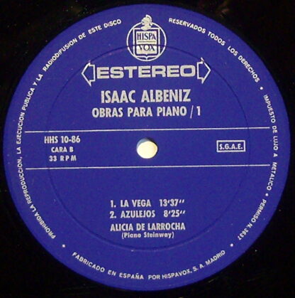 Hispavox HHS 10-86 - Isaac Albéniz, Alicia De Larrocha - Obras P - Image 3