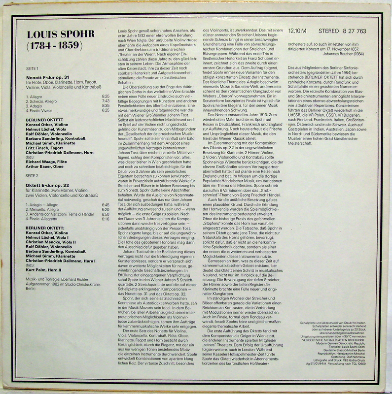 Eterna 8 27 763 - Louis Spohr, Berliner Oktett - Nonett F-dur Op - Image 2