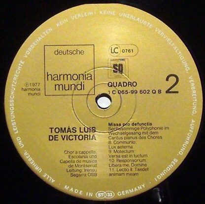 Deutsche Harmonia Mundi 1C 065-99 602 Q - Tomás Luis De Victoria - Image 3
