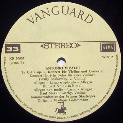 Vanguard KS 20007 - Antonio Vivaldi - La Cetra Op.9, Konzerte Fü - Image 3