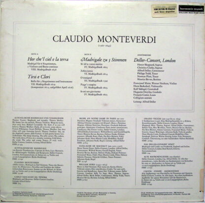 Harmonia Mundi HMS 209 - Claudio Monteverdi, Deller Consort, Col - Image 2