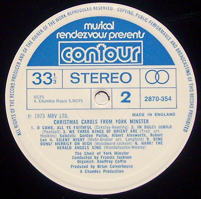 Contour 2870 354 - York Minster Choir - Christmas Carols From Yo - Image 3