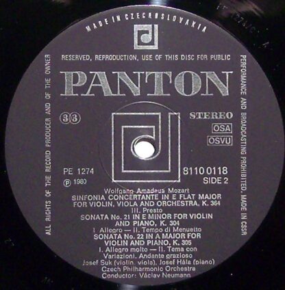 Panton 8110 0118 - Wolfgang Amadeus Mozart - Sinfonia Concertant - Image 3