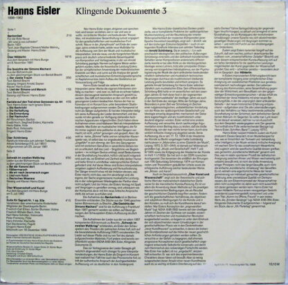 Nova 8 80 098 - Hanns Eisler - Klingende Dokumente III - Image 2