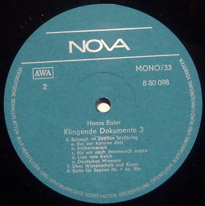 Nova 8 80 098 - Hanns Eisler - Klingende Dokumente III - Image 3