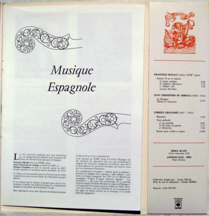 ARION ARN 37172 - Serge Blanc,Antonio Ruiz Pipó - Musique Espagn - Image 2