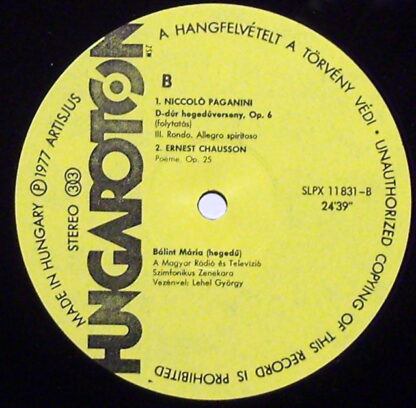 Hungaroton SLPX 11831 - Niccolò Paganini, Ernest Chausson, Mária - Image 3