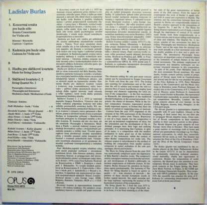 Opus 91110572 - Ladislav Burlas - Koncertná Sonáta Pre Husle Sól - Image 2
