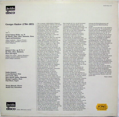 Jecklin-Disco 554 - George Onslow, Stalder-Quintett, Zürich, Wer - Image 2