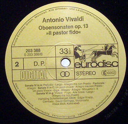 Eurodisc 203 388-425 - Antonio Vivaldi,Hansjörg Schellenberger,E - Image 3