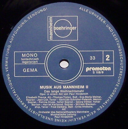 Boehringer Mannheim S 108/9 - Various - Musik Aus Mannheim II - Image 3