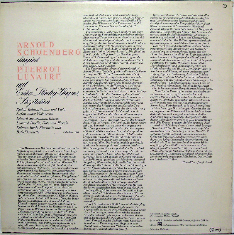 CBS Classics 61442 - Arnold Schoenberg, Erika Stiedry-Wagner - P - Image 2