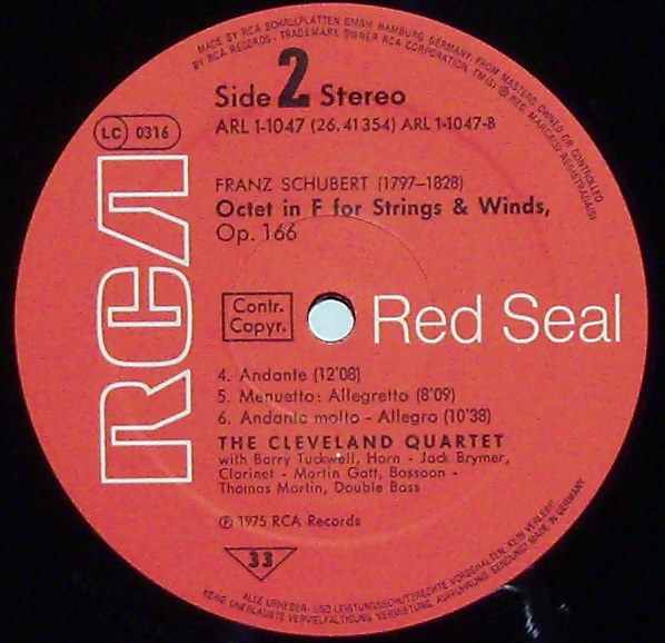 RCA Red Seal ARL1-1047 - Franz Schubert, The Cleveland Quartet, - Image 3