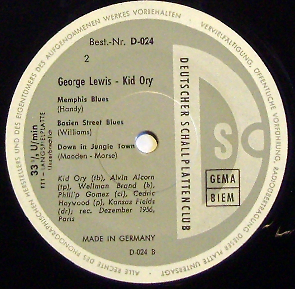 Deutscher Schallplattenclub D 024 - George Lewis (2), Kid Ory - - Image 3