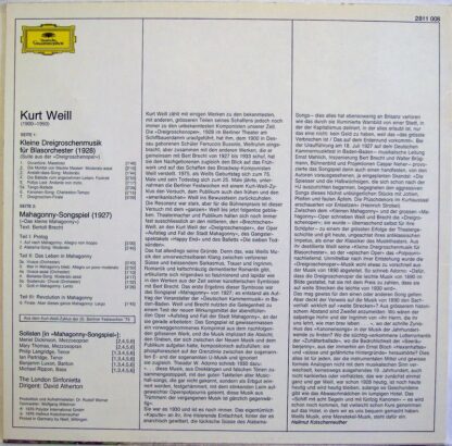 Deutsche Grammophon 2811 008 - Kurt Weill, David Atherton (2), L - Image 2