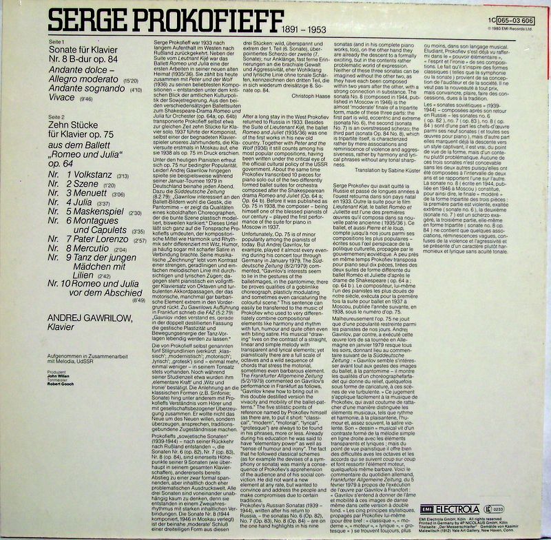 His Master's Voice ASD 3802 - Andrei Gavrilov, Sergei Prokofiev - Image 4