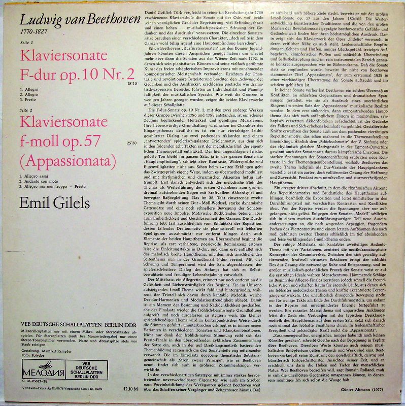 Melodia Eterna 8 26 961 - Ludwig van Beethoven, Emil Gilels - Kl - Image 2